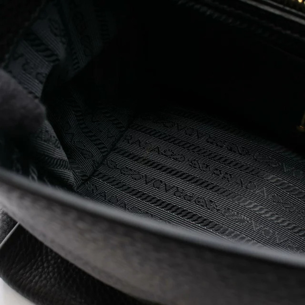 Prada Arque Vitello Daino Leather Hobo Shoulder Bag Black - Picture 5 of 5